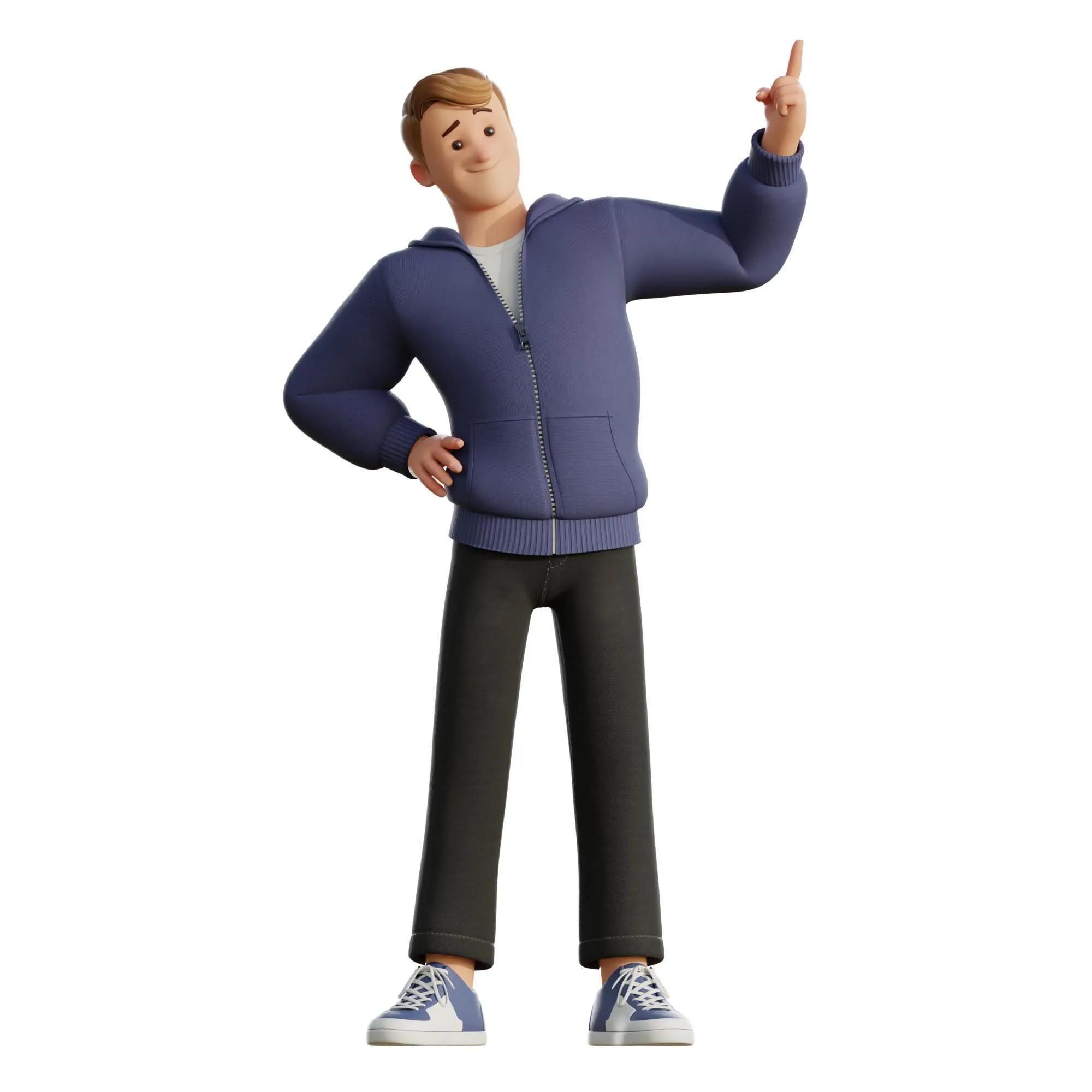 Cartoon Man Illustration 3D character model close-up view